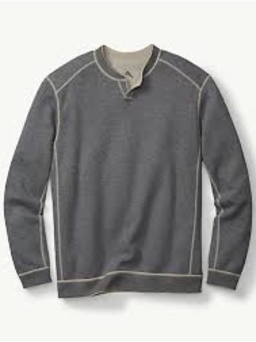Tommy Bahama Gray Crewneck Sweater with Contrast Stitching